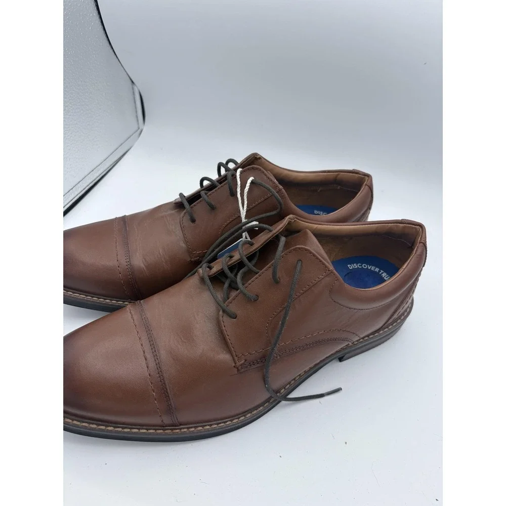 Nunn Bush Shoes Mens Size 11.5 Brown Leather Cap Toe Derby Dress Comfort Gel